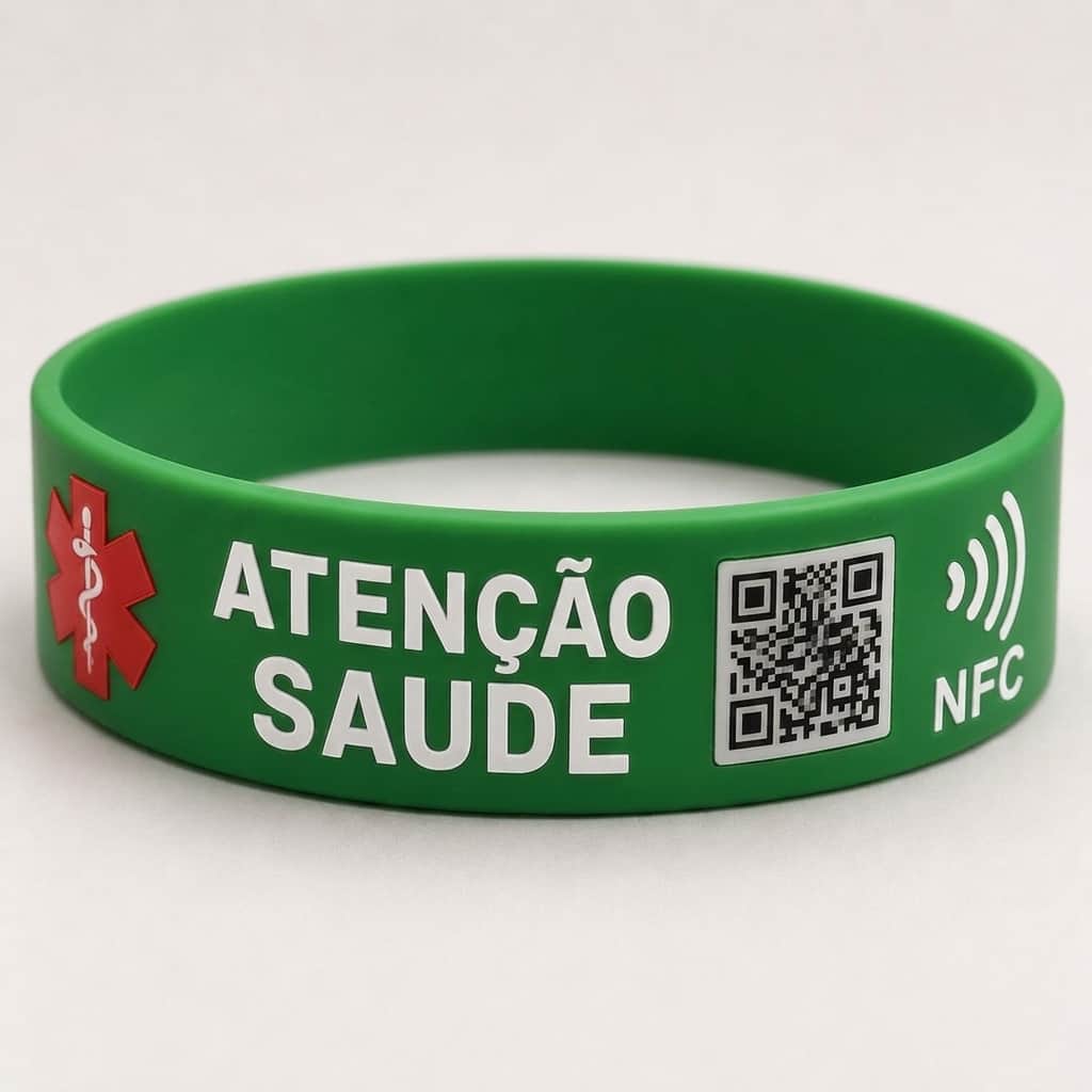 Pulseira emergencial Atenção Saúde com NFC e QR Code